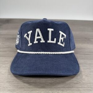 Yale Bulldogs Corduroy Hat Cap Strap Back Mens One Size Navy Blue NCAA Rope